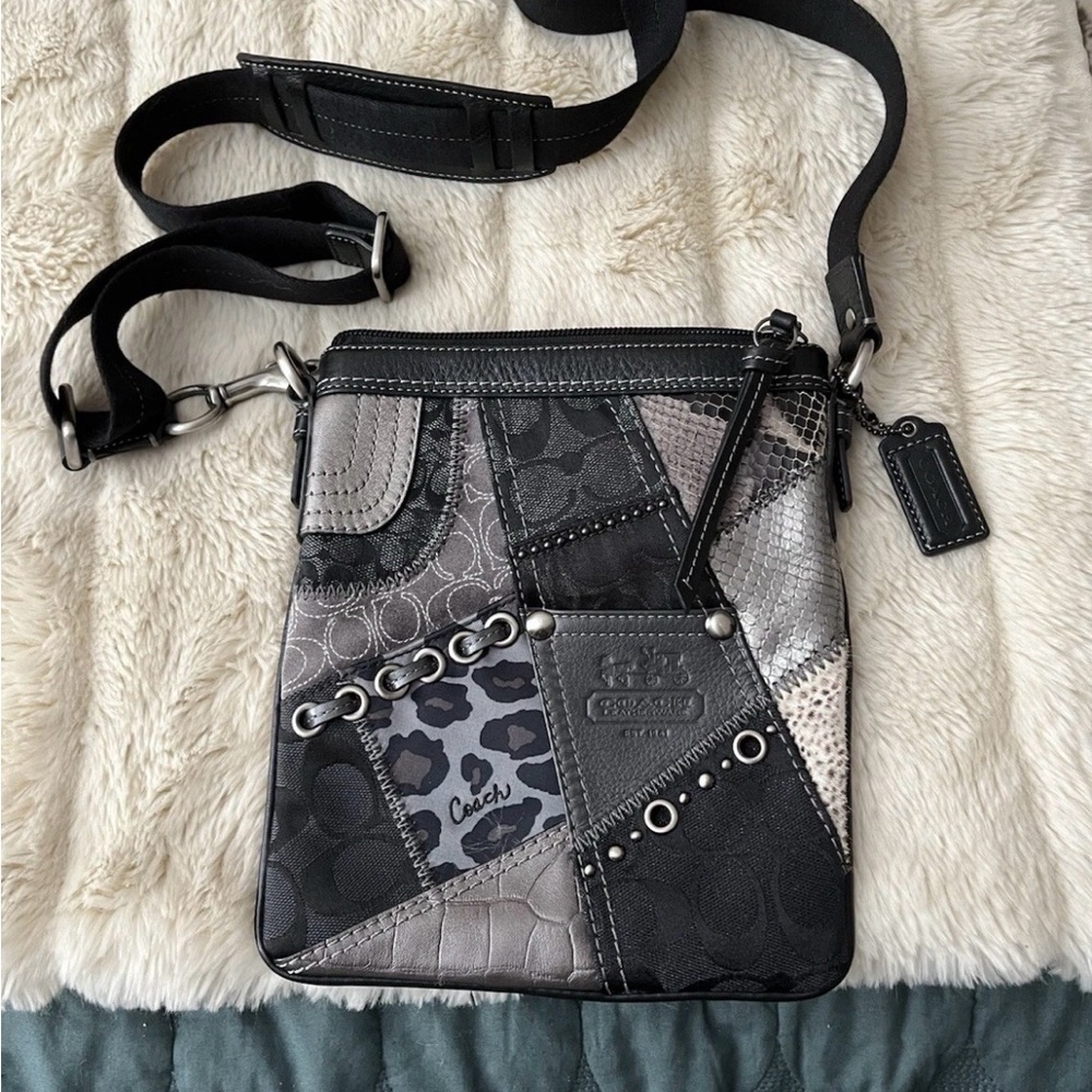Coach Black And Gray Patchwork Bag - image 1